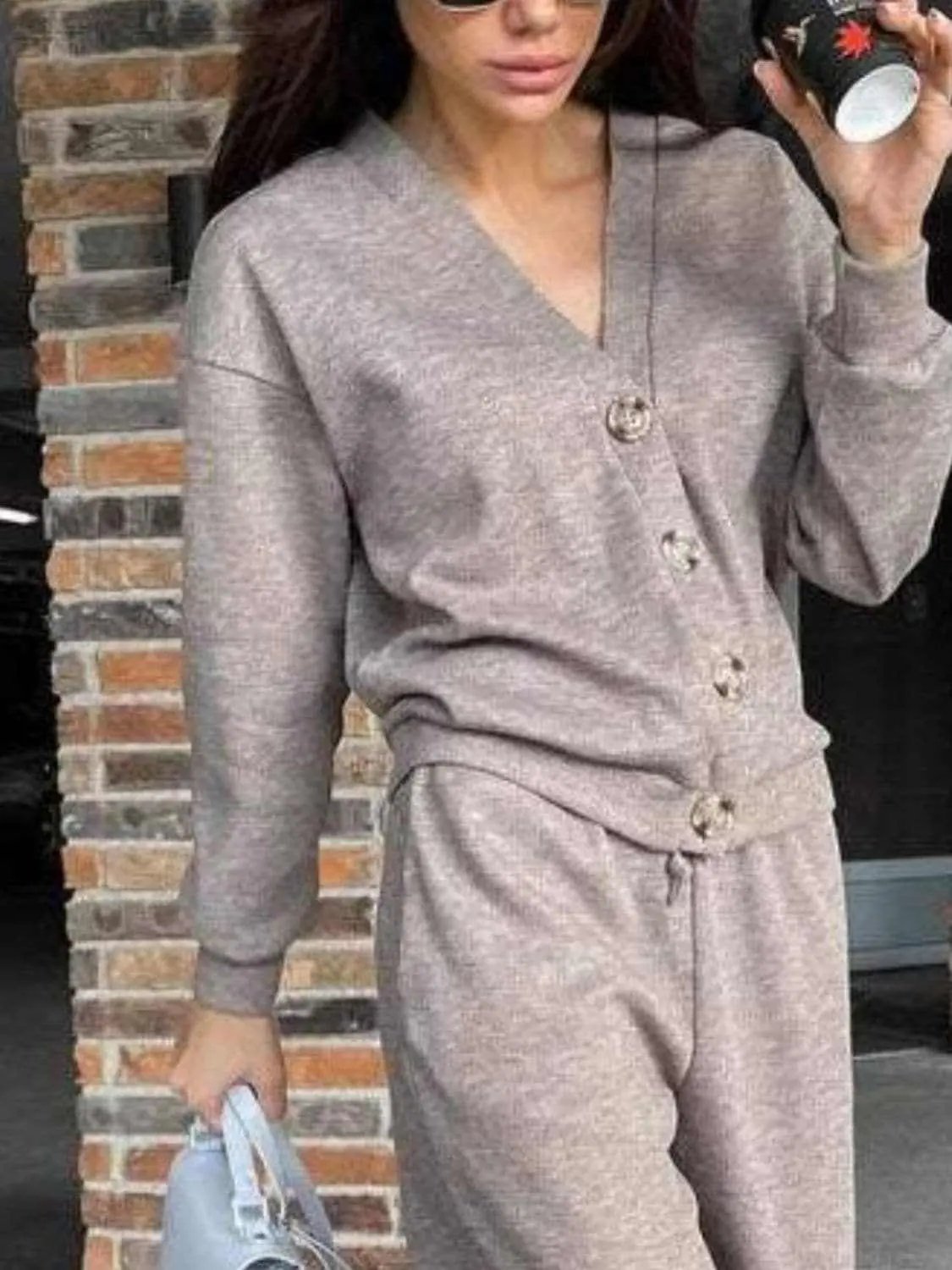 Trendsi Chic button-up shirt & pants set