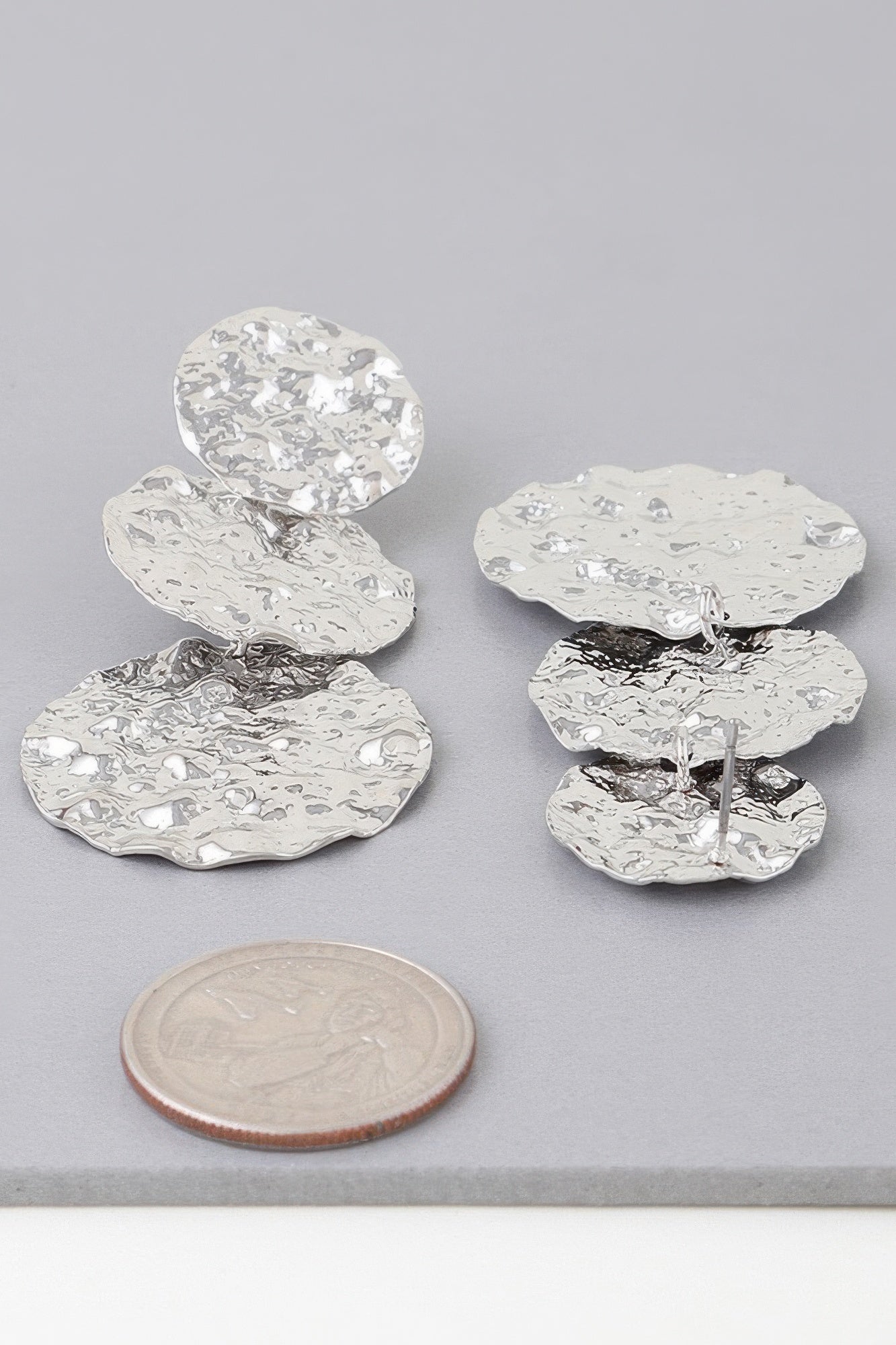 Triple Hammered Disc Earrings