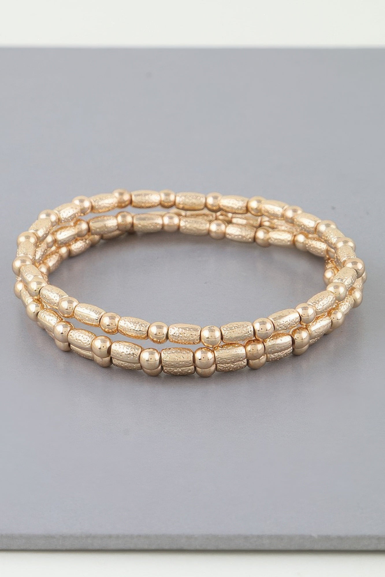 Triple Pillar Stone Beaded Bracelet