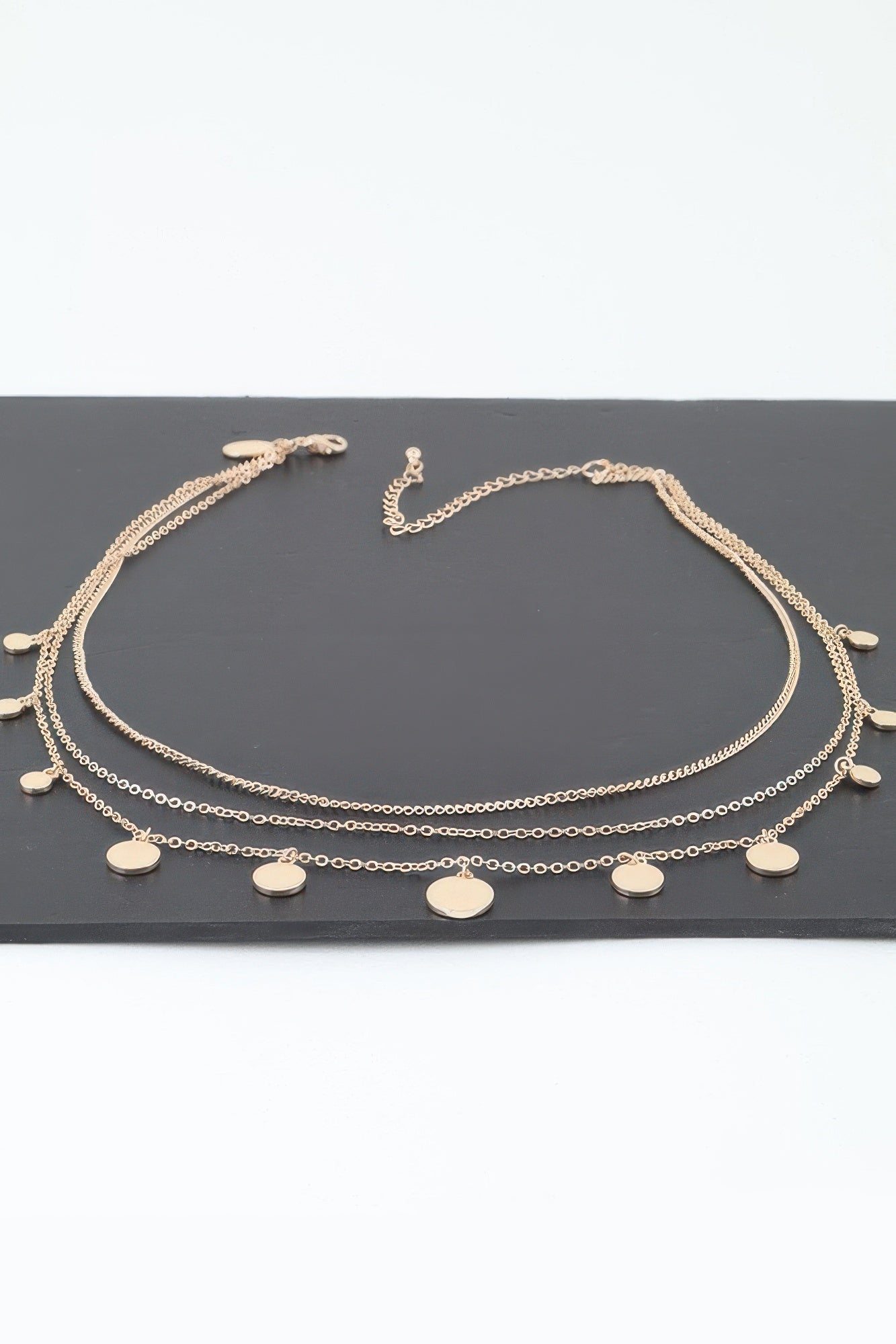 Triple Round Charm Chain Necklace