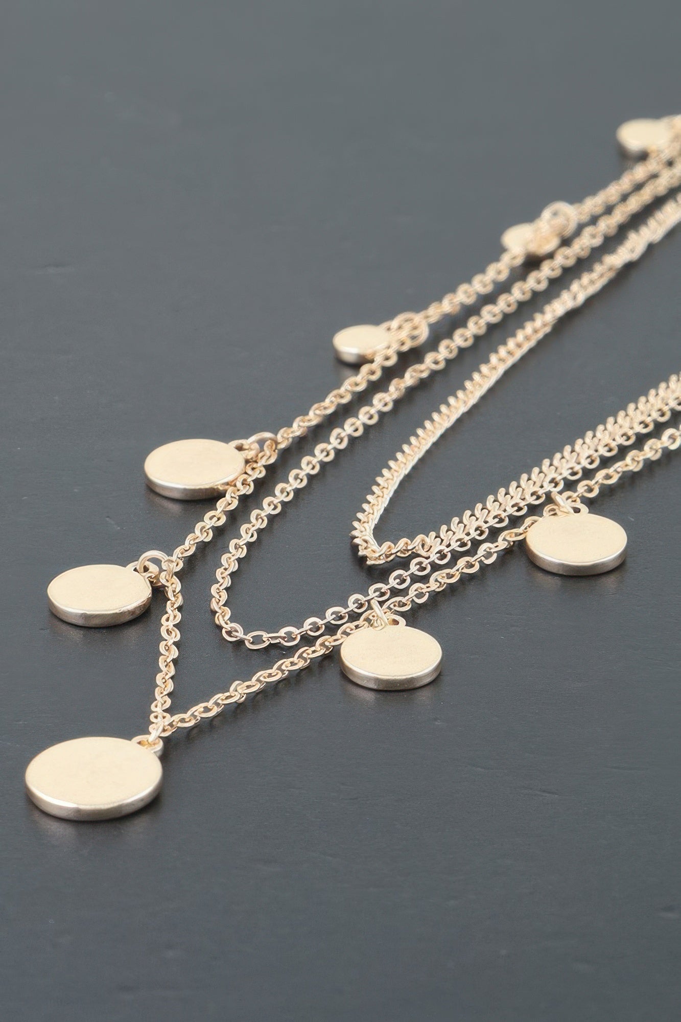 Triple Round Charm Chain Necklace