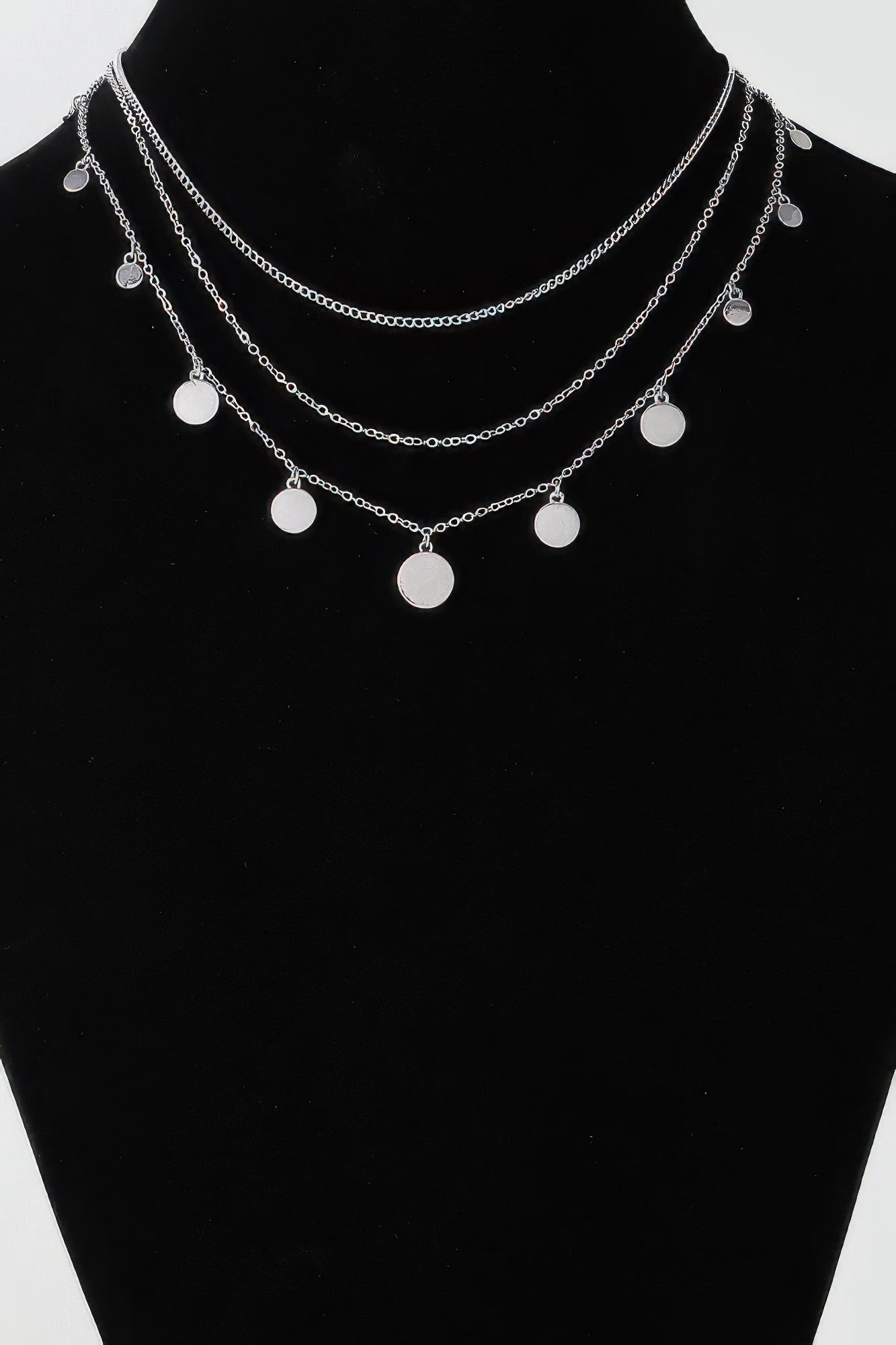 Triple Round Charm Chain Necklace