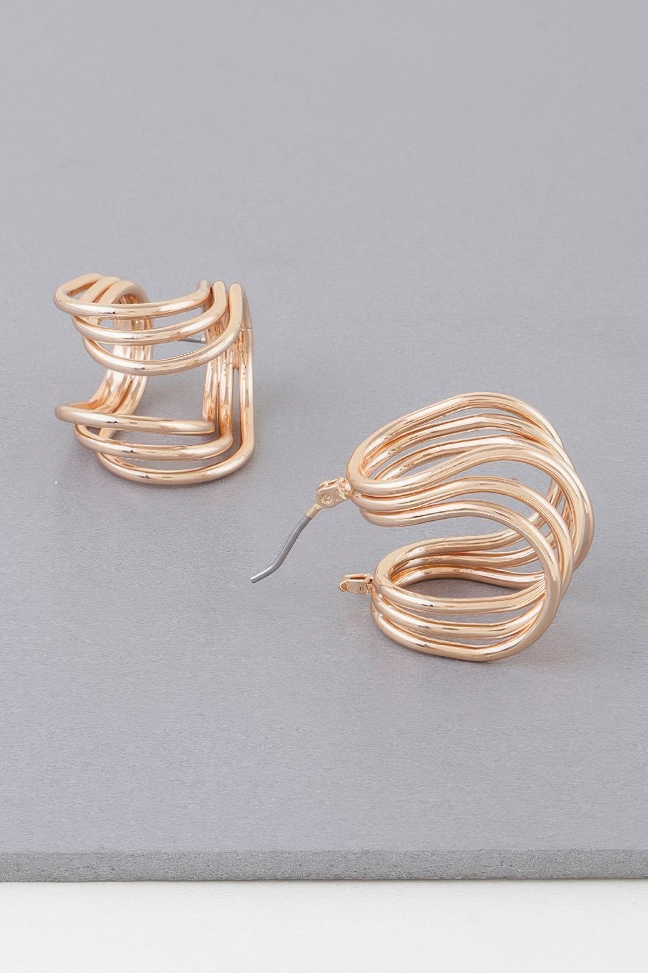 Triple Shiny Wire Wrap Around Hoop Earrings