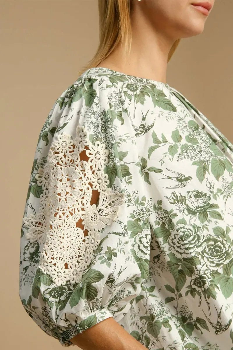 Accessories Trendsi Floral Lace Blouse Women's Casual Top USA Shipped