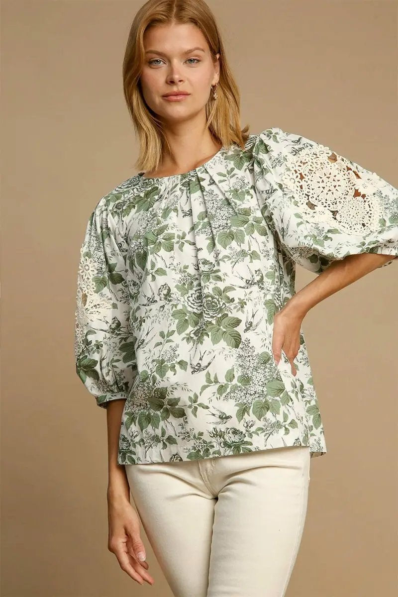 Accessories Trendsi Floral Lace Blouse Women's Casual Top USA Shipped