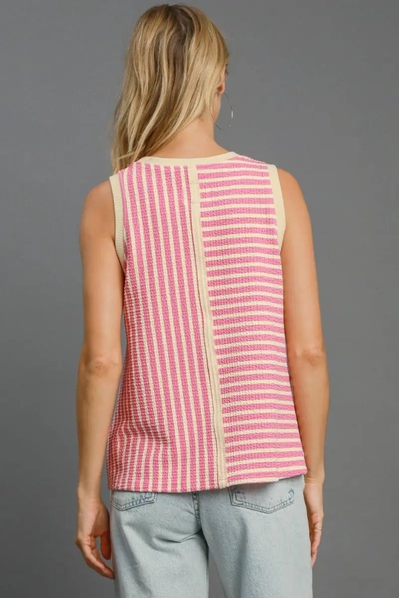 T-Shirts Trendsi Umgee Striped Tank Women's Casual Top USA Shipped
