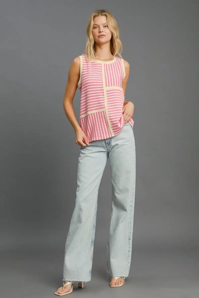 T-Shirts Trendsi Umgee Striped Tank Women's Casual Top USA Shipped