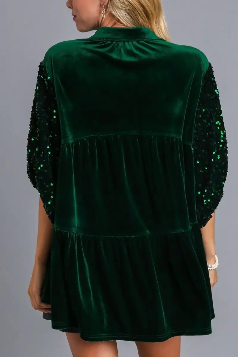 Accessories Trendsi Sequin Tiered Top Women's Casual Shirt USA Made, Stylish
