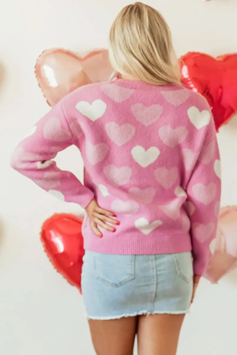 Sweaters Love Salve Pearled Heart Sweater Valentine's Day Women's Crew Neck Pullover - Soft & Cute