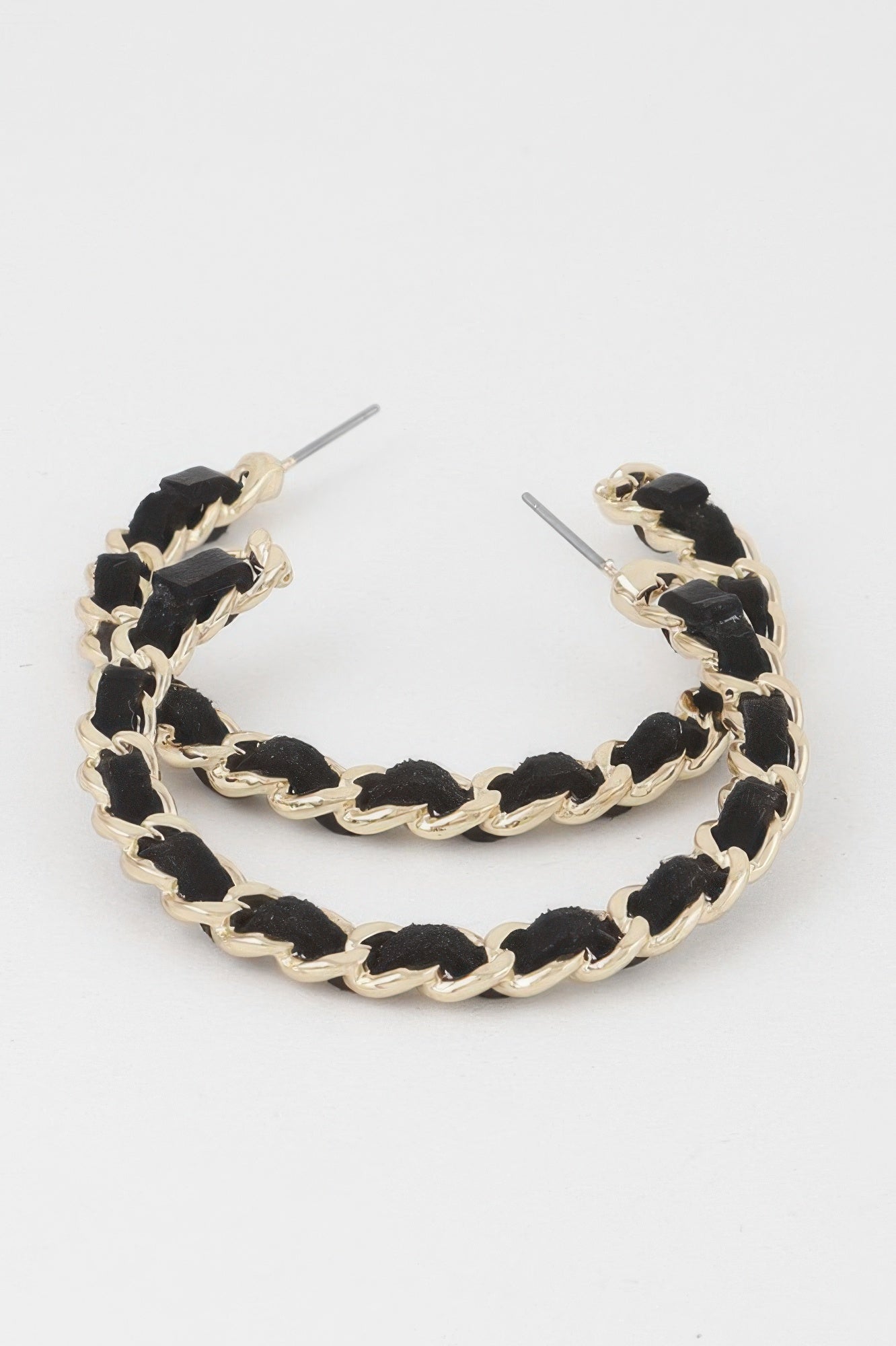 Velvet Lace Wrapped Hoop Earrings