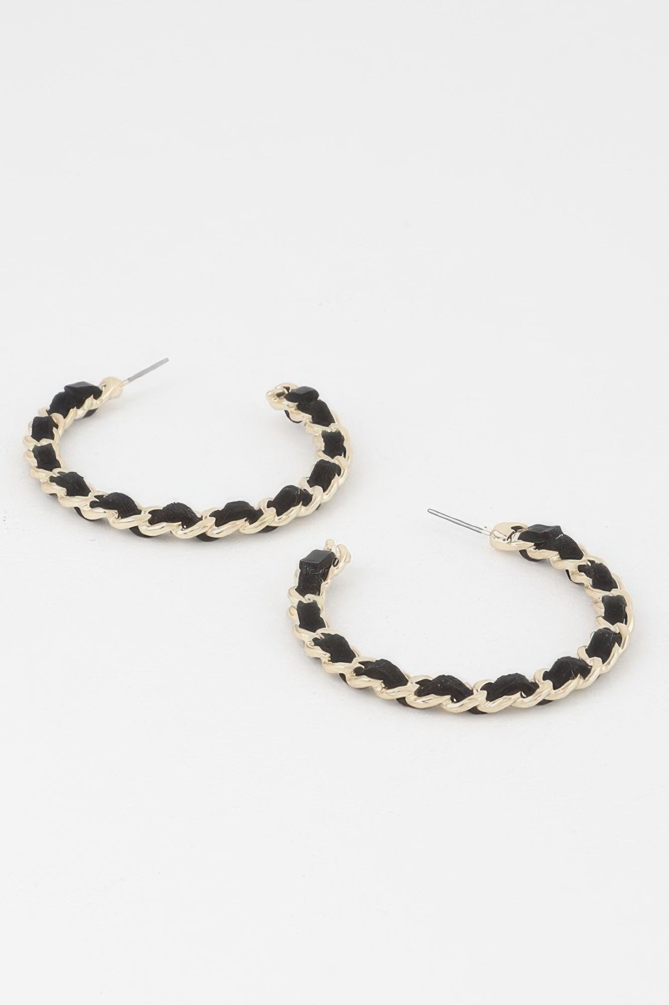 Velvet Lace Wrapped Hoop Earrings