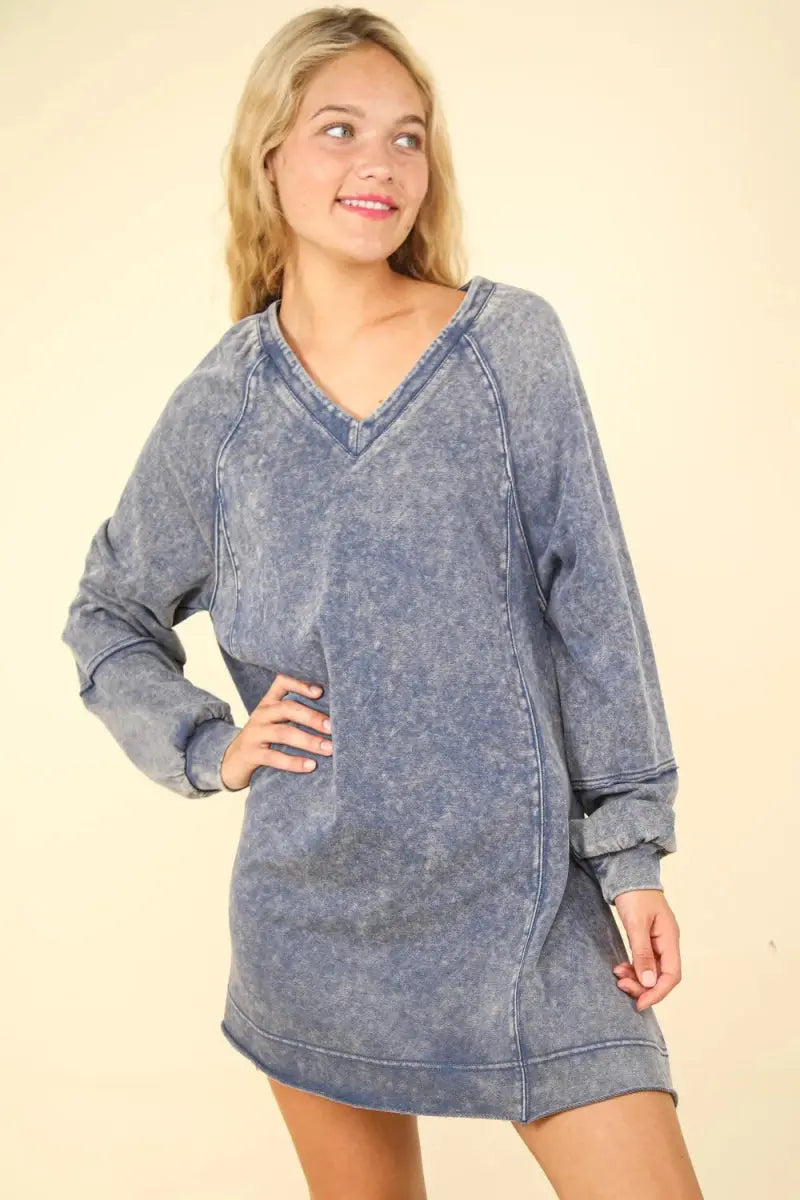 Dresses Trendsi Mineral Washed Dress Women's Casual A-Line Mini Dress Comfy Fit