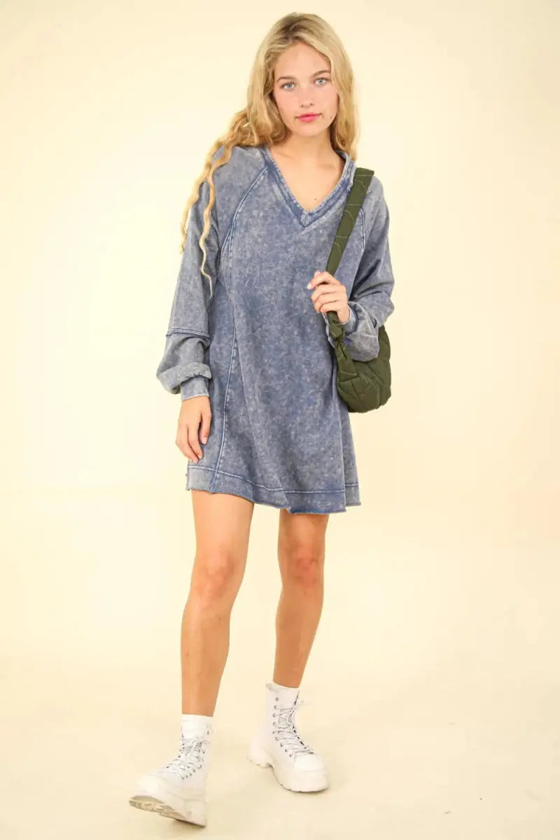Dresses Trendsi Mineral Washed Dress Women's Casual A-Line Mini Dress Comfy Fit