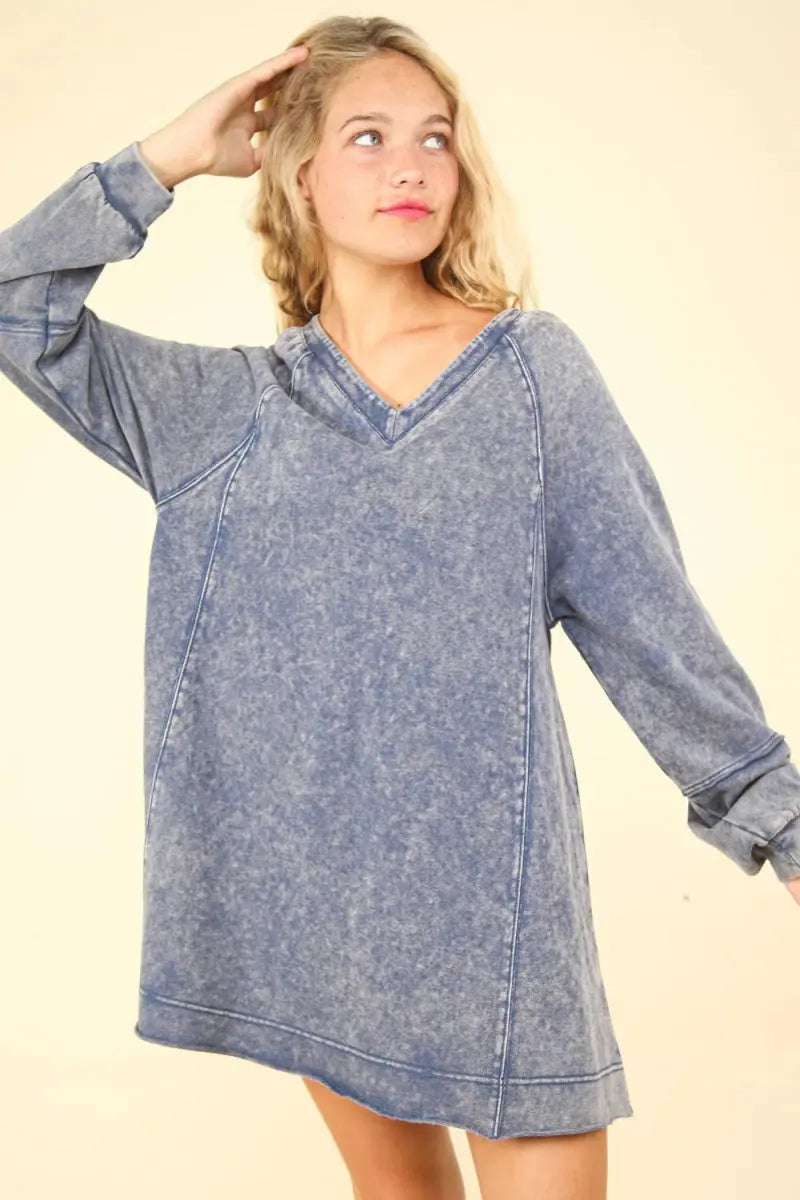 Dresses Trendsi Mineral Washed Dress Women's Casual A-Line Mini Dress Comfy Fit
