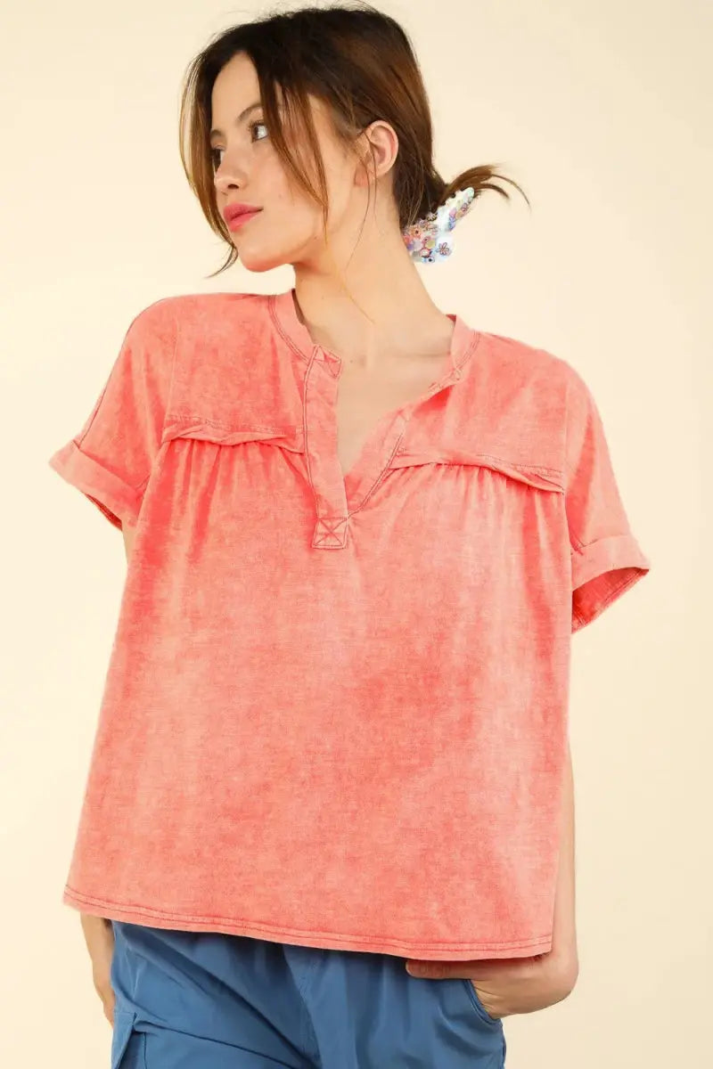 Women's Casual T-Shirt Women's Washed Tee - Soft & Comfy - Casual Short Sleeve Top
