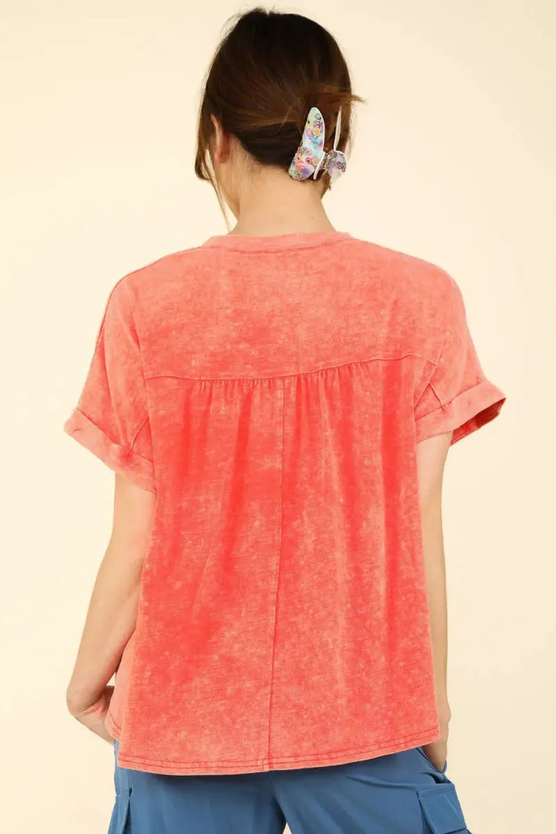 Women's Casual T-Shirt Women's Washed Tee - Soft & Comfy - Casual Short Sleeve Top