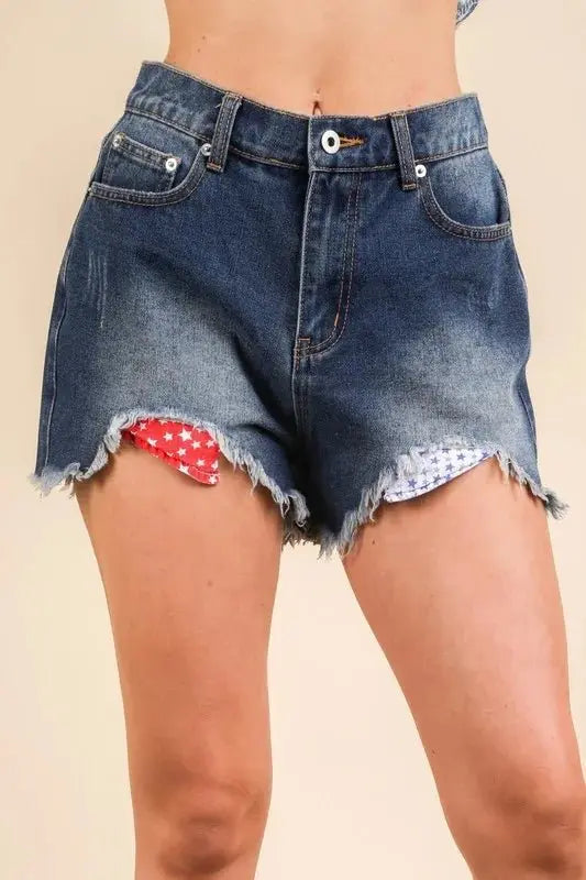 Women's Denim Shorts Raw Hem Washed | Trendsi