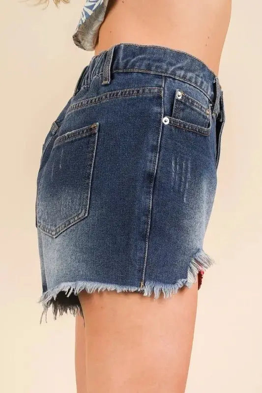 Women's Denim Shorts Raw Hem Washed | Trendsi
