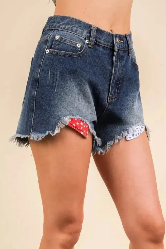 Women's Denim Shorts Raw Hem Washed | Trendsi