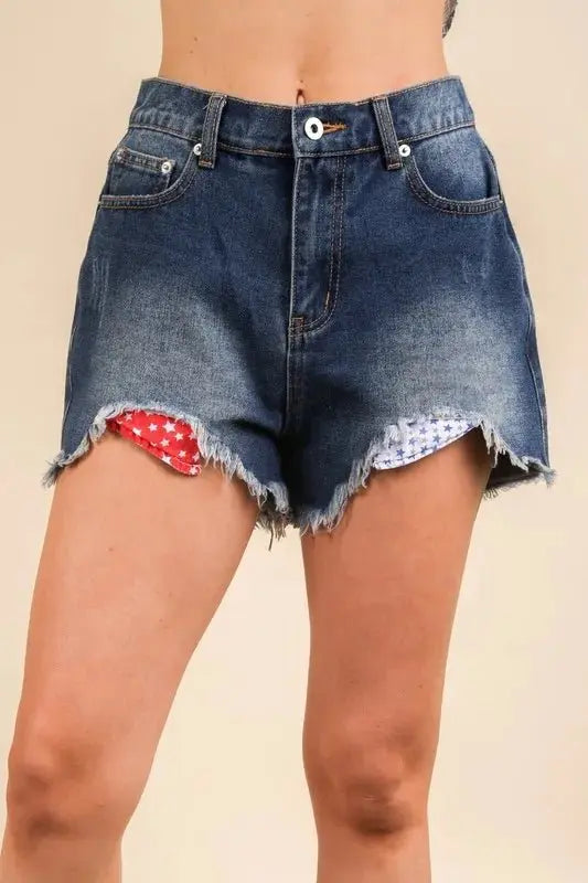 Women's Denim Shorts Raw Hem Washed | Trendsi