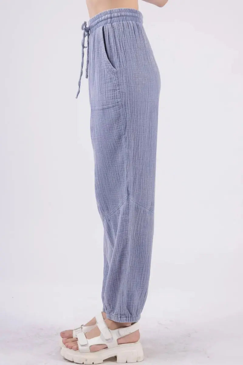 Women's Cargo Pants Cargo Pants - Crinkle Gauze Lightweight - Casual Comfy