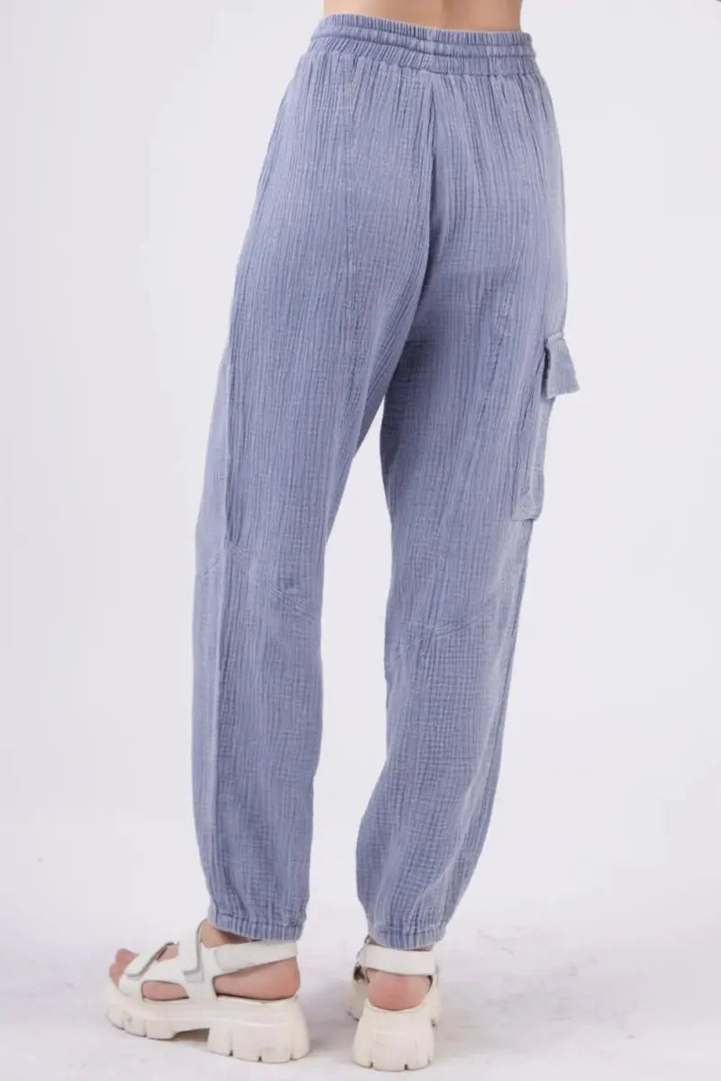 Women's Cargo Pants Cargo Pants - Crinkle Gauze Lightweight - Casual Comfy