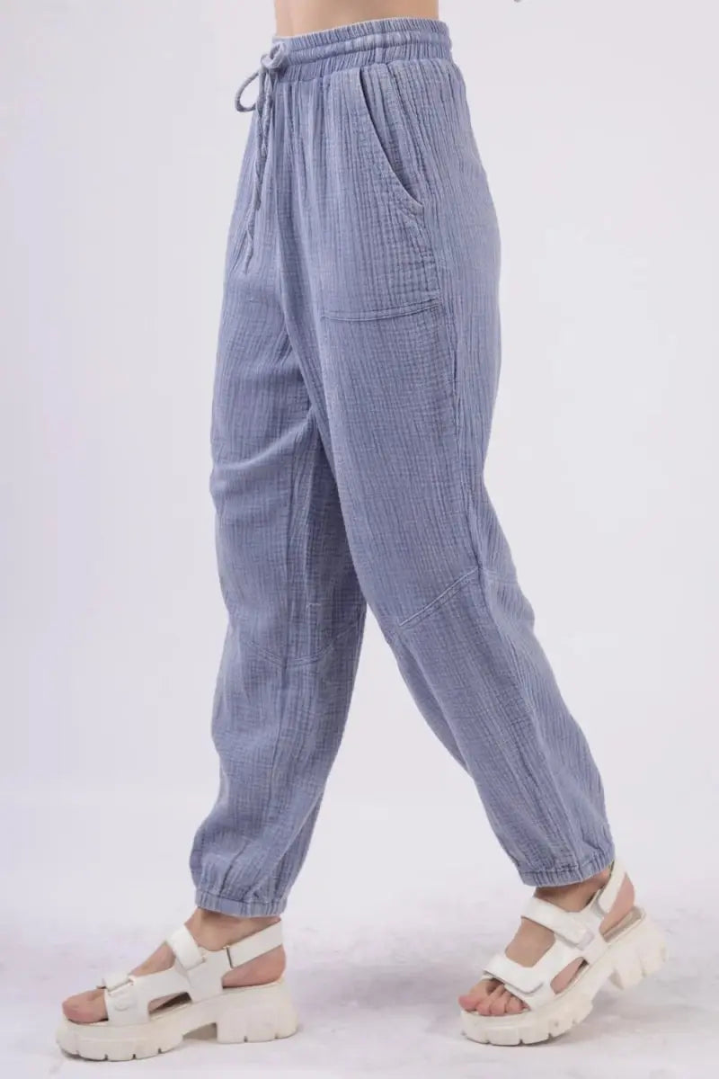 Women's Cargo Pants Cargo Pants - Crinkle Gauze Lightweight - Casual Comfy