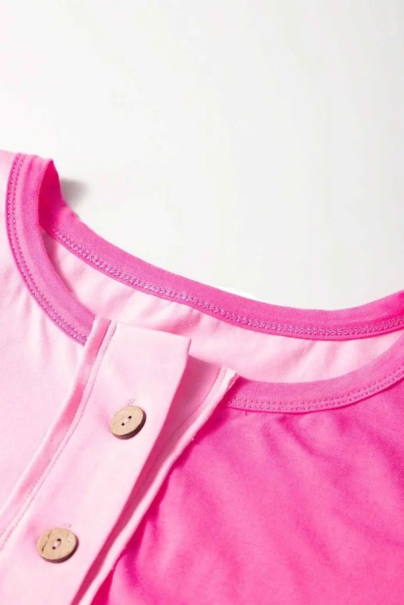 Love Salve Colorblock Henley Top Plus Size — Casual Summer Wear