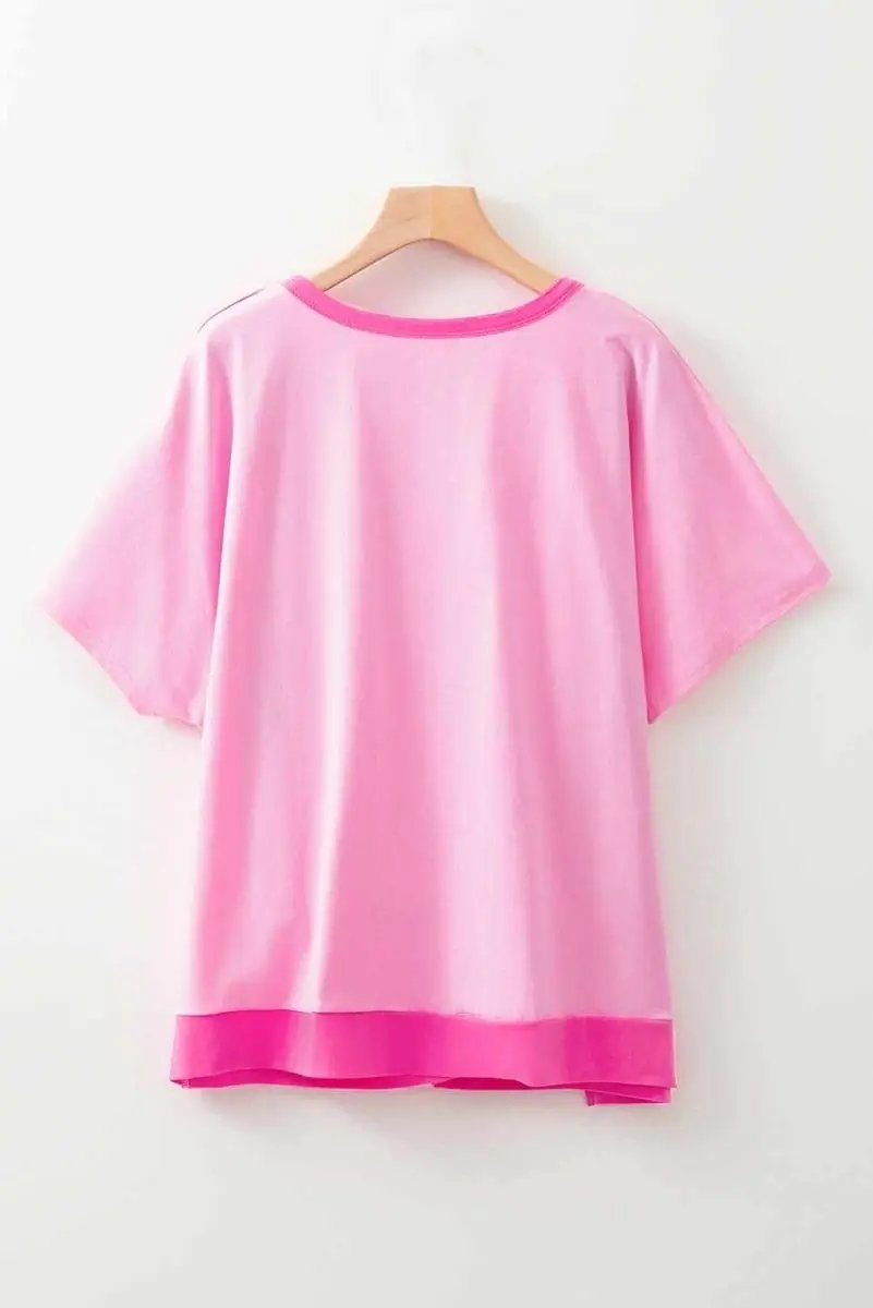 Love Salve Colorblock Henley Top Plus Size — Casual Summer Wear