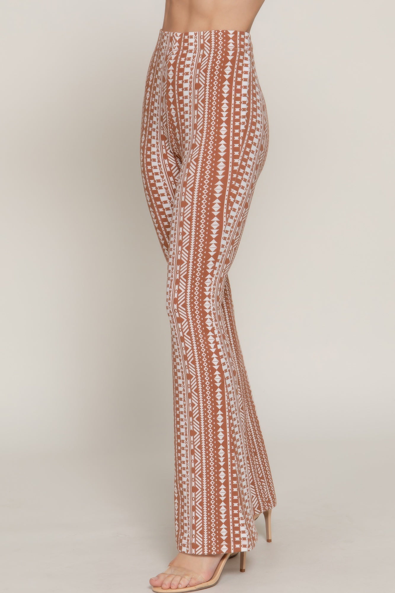 Waist Elastic Slim Flare Print Pants