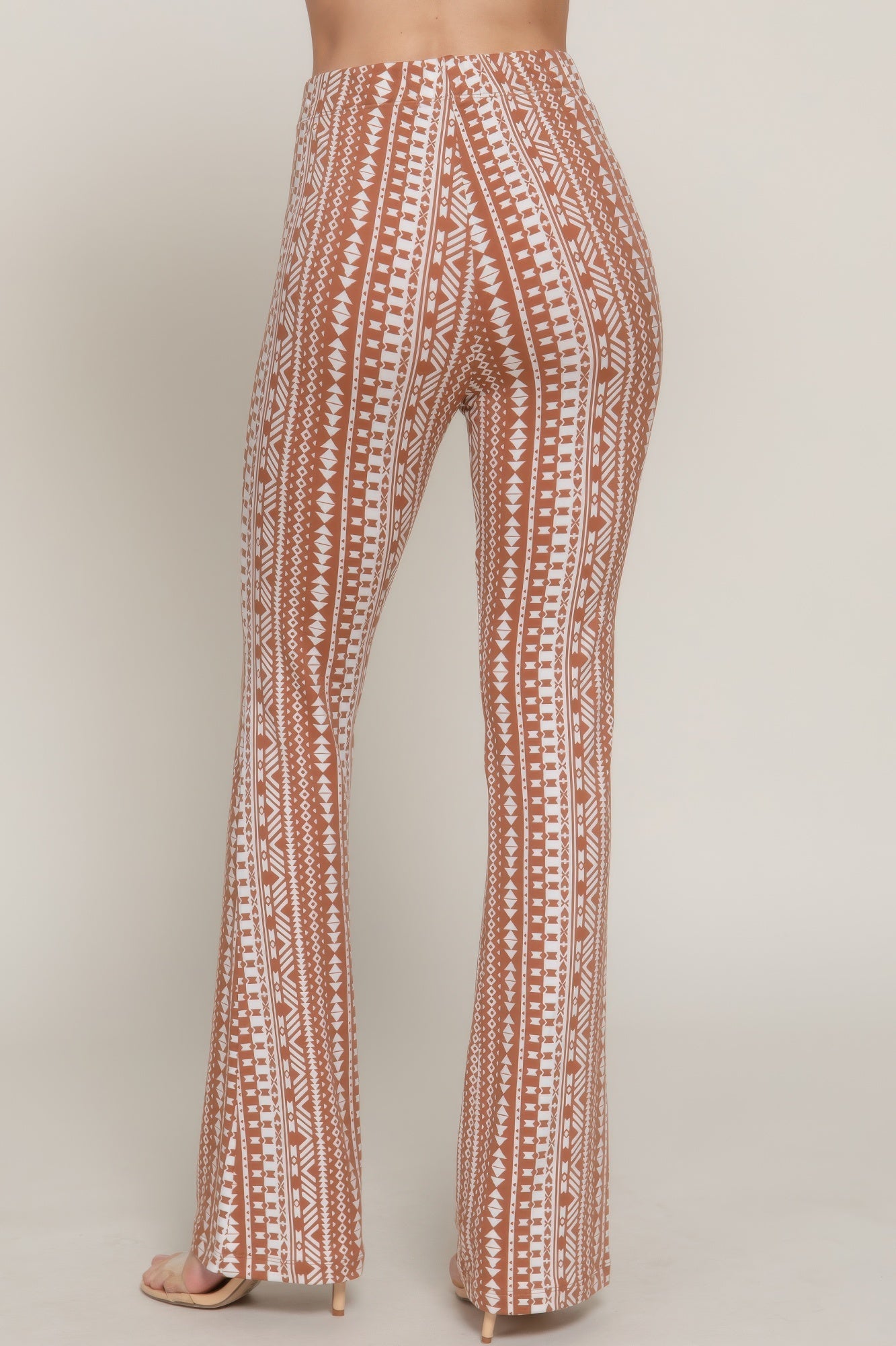 Waist Elastic Slim Flare Print Pants