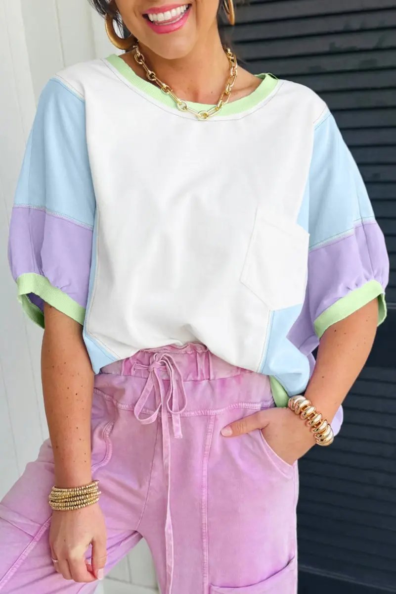 T-Shirts Love Salve Color Block Tee Women's Daily Oversized T-Shirt Casual Summer Top