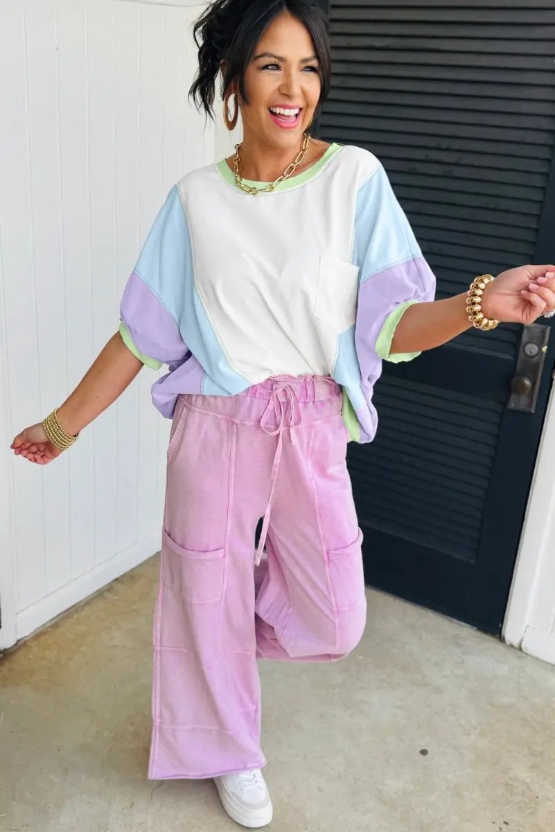 T-Shirts Love Salve Color Block Tee Women's Daily Oversized T-Shirt Casual Summer Top