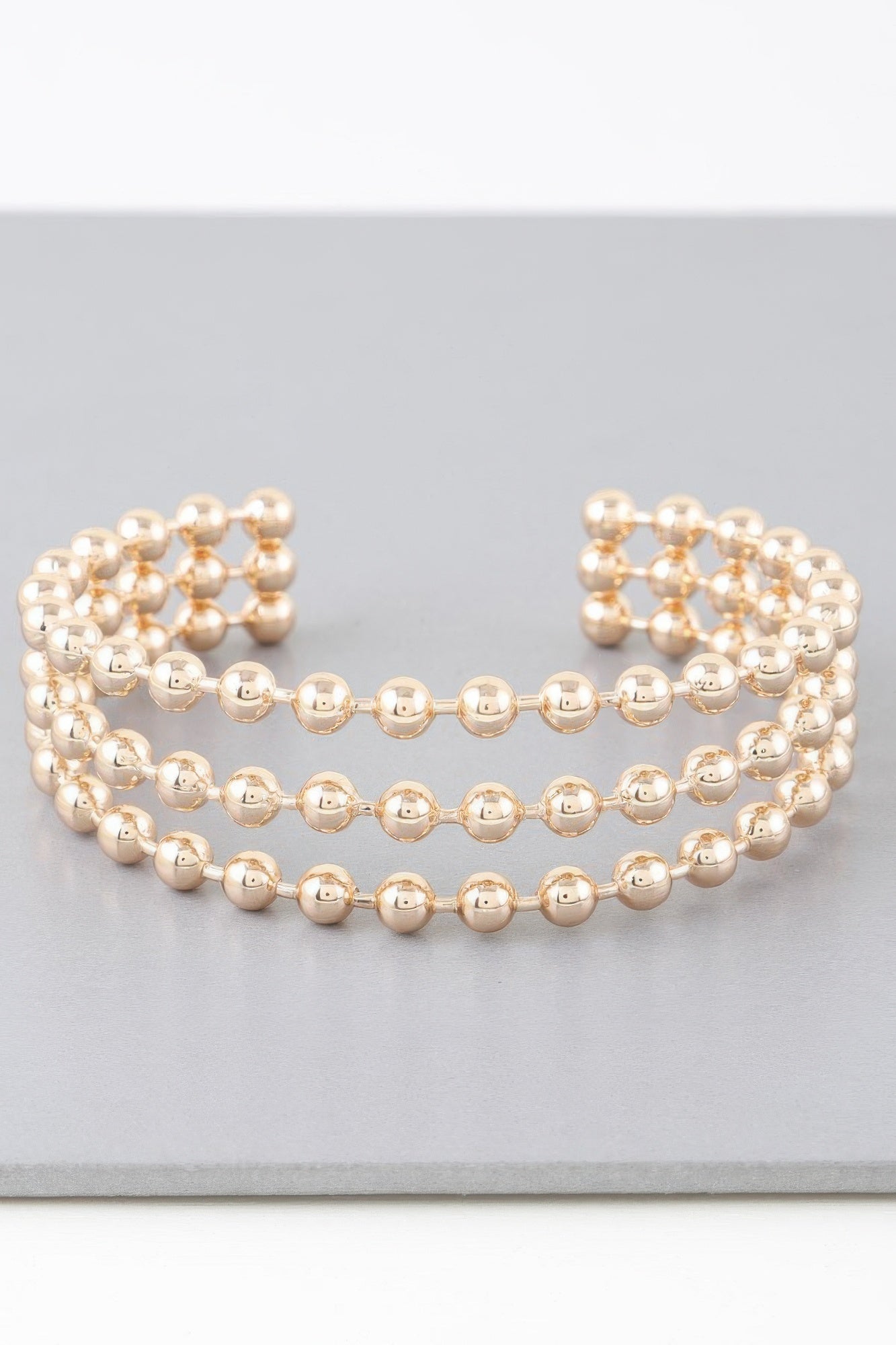 Wide Triple Beaded Cuff Bracelet