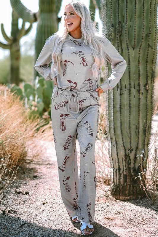 Pants YNIQUE Printed Lounge Set Women's Sleep/Home Comfy Long Sleeve Pajama Set