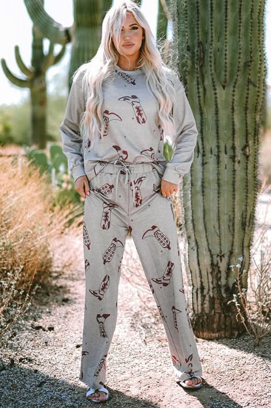 Pants YNIQUE Printed Lounge Set Women's Sleep/Home Comfy Long Sleeve Pajama Set