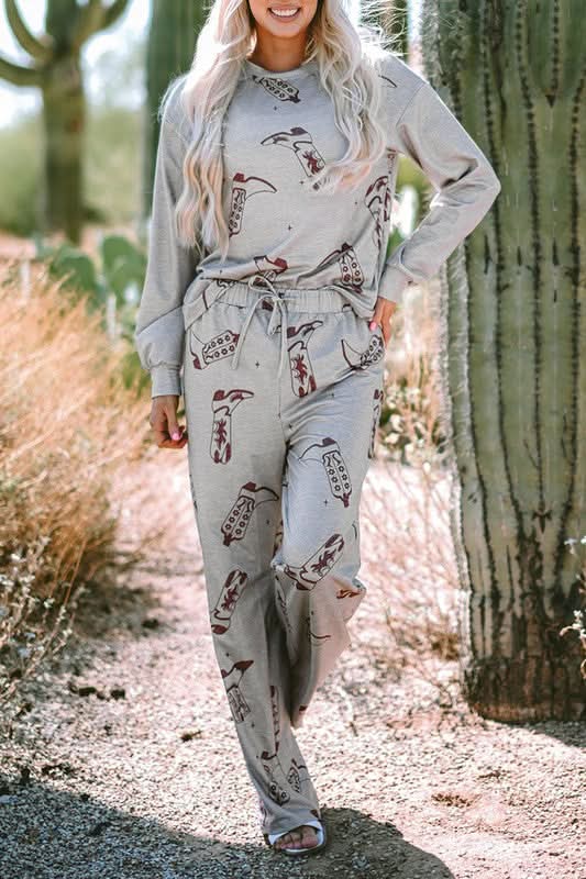 Pants YNIQUE Printed Lounge Set Women's Sleep/Home Comfy Long Sleeve Pajama Set