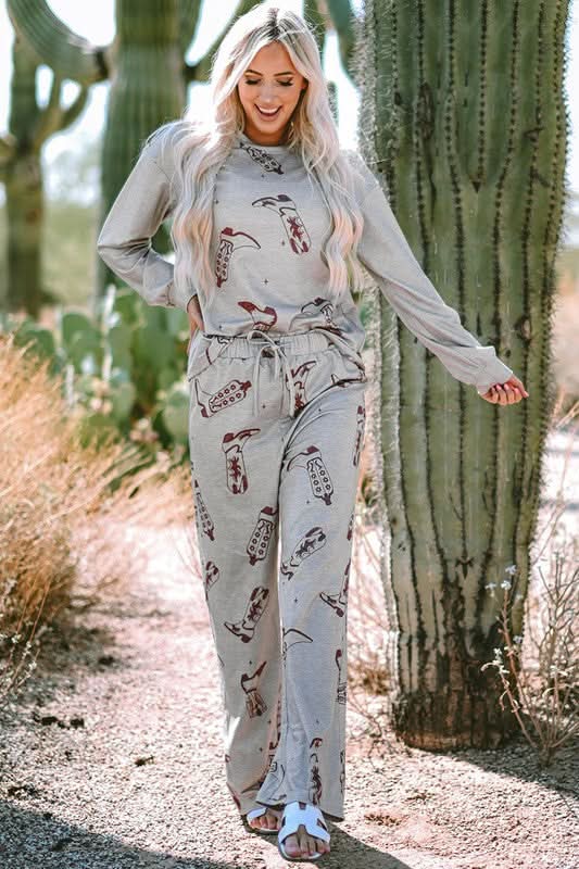 Pants YNIQUE Printed Lounge Set Women's Sleep/Home Comfy Long Sleeve Pajama Set
