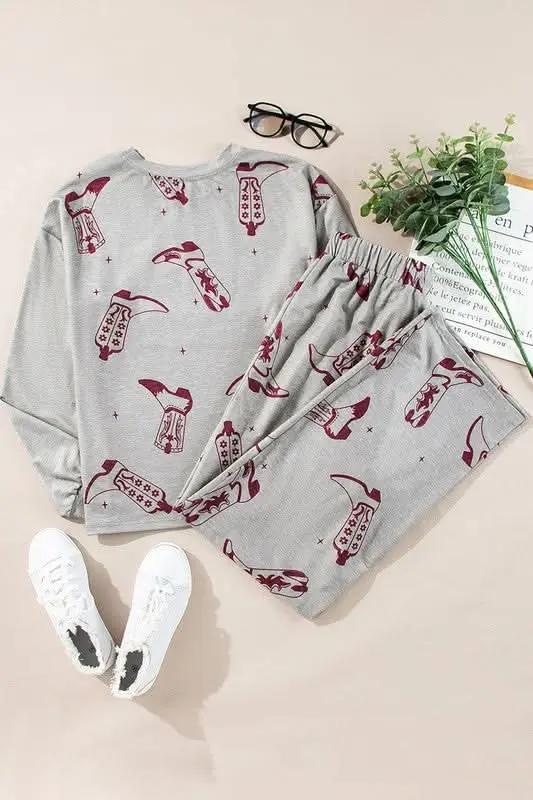 Pants YNIQUE Printed Lounge Set Women's Sleep/Home Comfy Long Sleeve Pajama Set
