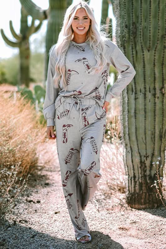 Pants YNIQUE Printed Lounge Set Women's Sleep/Home Comfy Long Sleeve Pajama Set