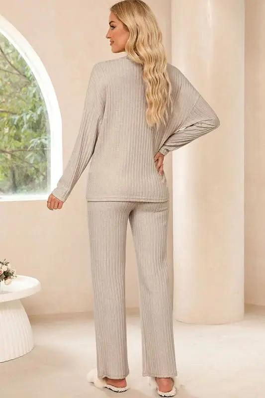 Sweaters YNIQUE Ribbed Knit Outfit Women's Loungewear Set V-Neck Slouchy Two-Piece Comfortable