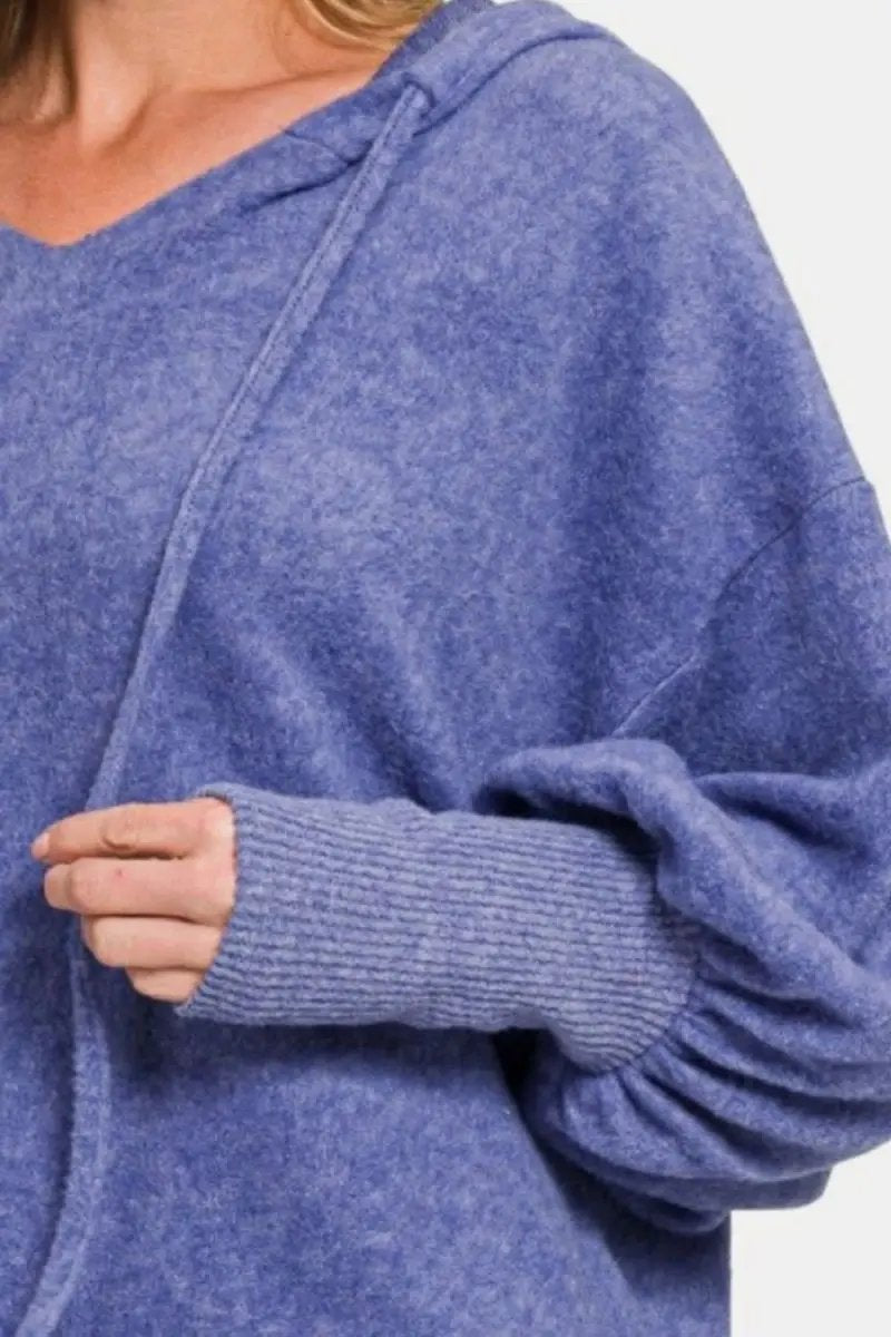 Pants Trendsi Hacci Hoodie Women's Casual Cropped Knit Top Soft & Comfy