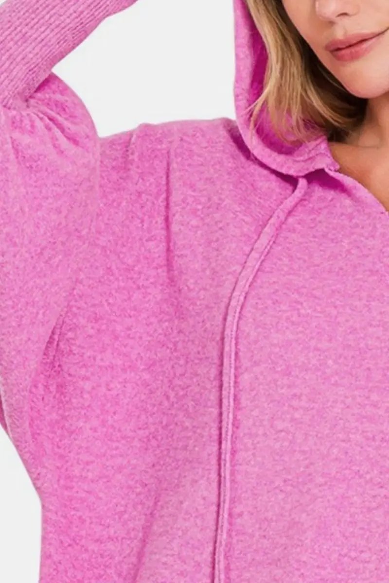 Jackets Trendsi Hacci Hoodie Women's Loungewear Cropped Knit Top Soft & Comfy