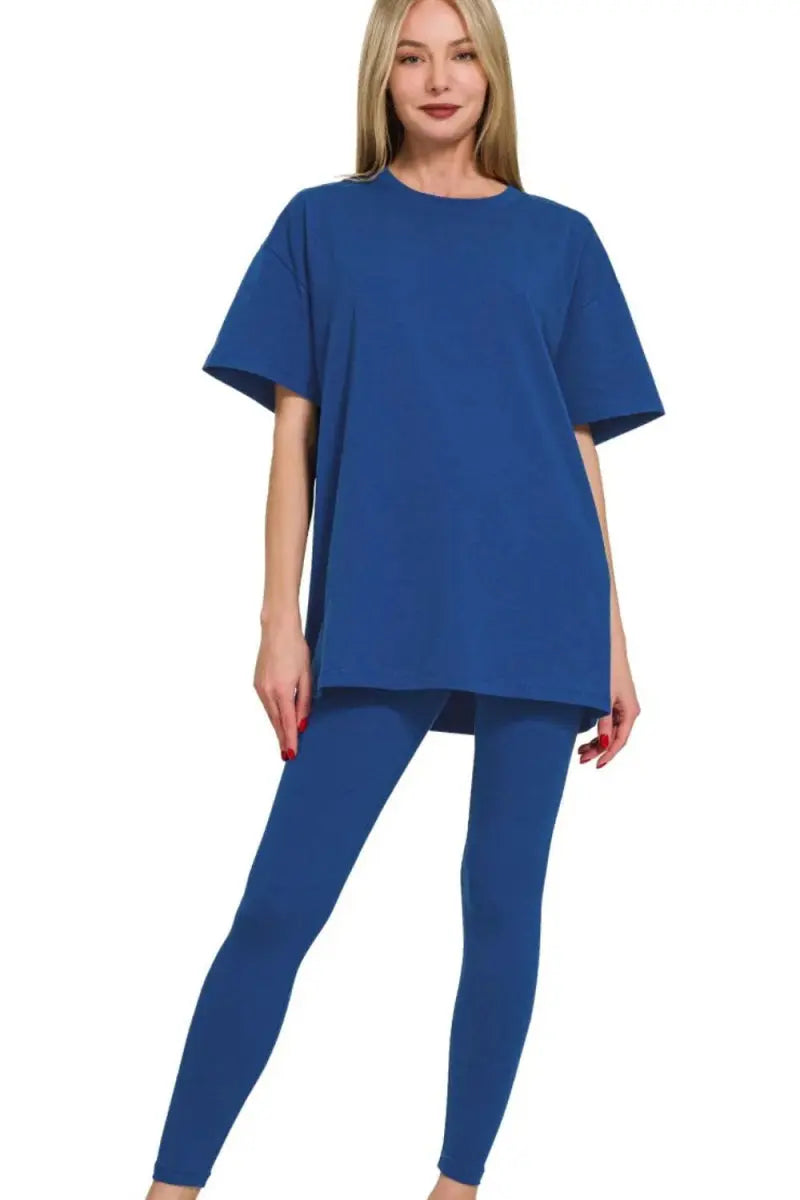 Women's Loungewear Set - Soft Cotton - Top & Legging Style