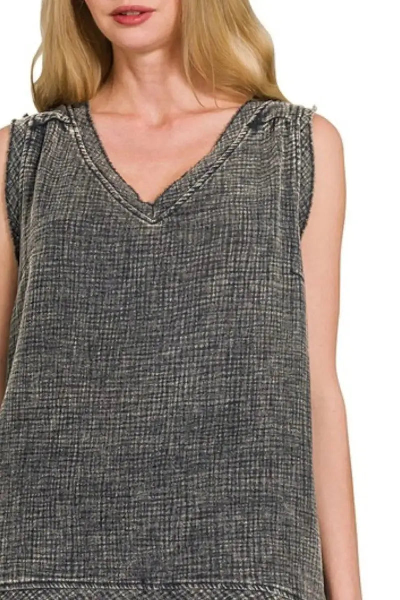 Dresses Trendsi Gauze Tank Top Women's Casual Acid Wash Raw Edge Summer Top