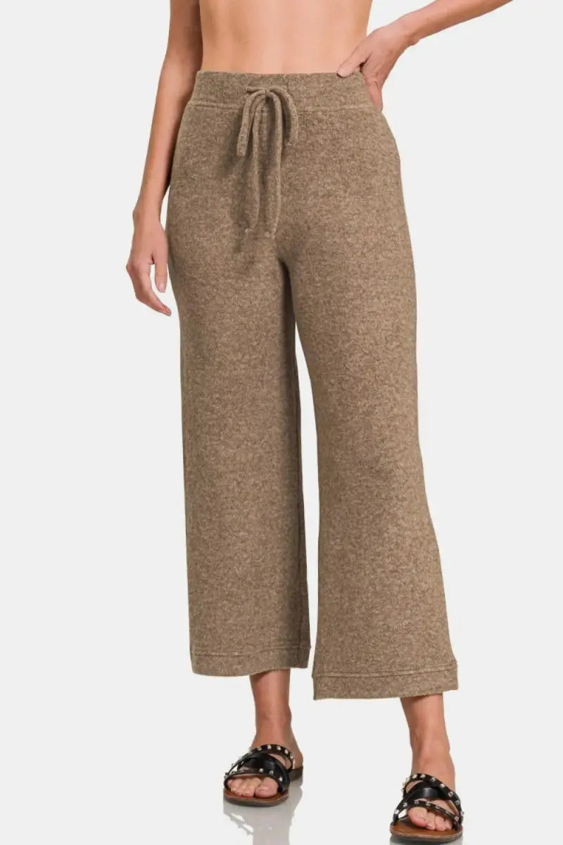 Trendsi Hacci Cropped Pants Women's Casual Comfy Drawstring Bottoms