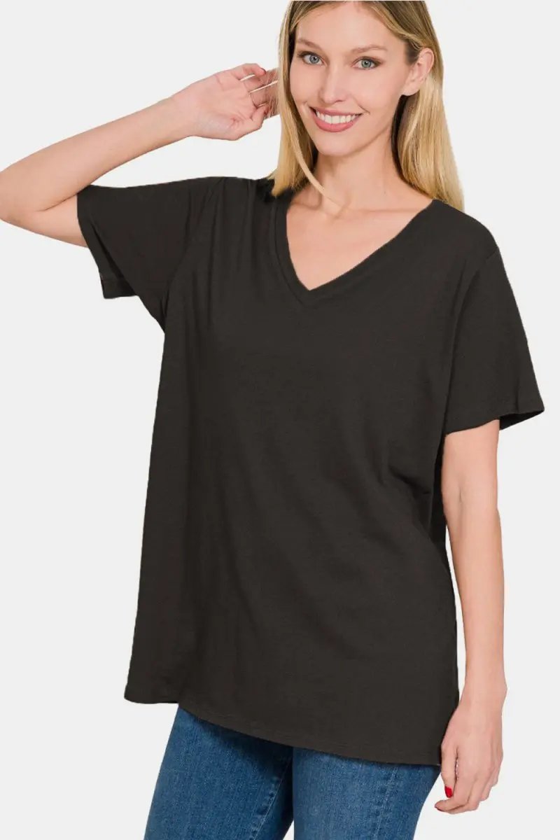 T-Shirts Trendsi V-Neck Tee Women's Everyday Wear Basic T-Shirt Soft & Comfy