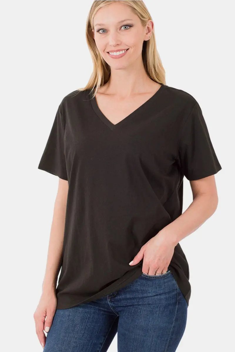 T-Shirts Trendsi V-Neck Tee Women's Everyday Wear Basic T-Shirt Soft & Comfy