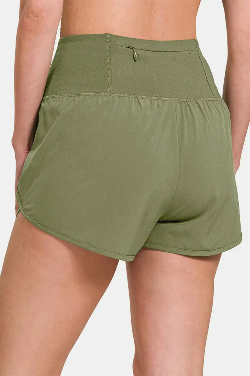 Trendsi Active Shorts Women's Workout & Yoga High-Waisted Zipper Pocket Activewear