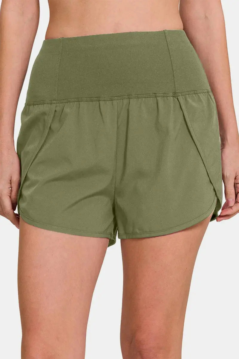 Trendsi Active Shorts Women's Workout & Yoga High-Waisted Zipper Pocket Activewear